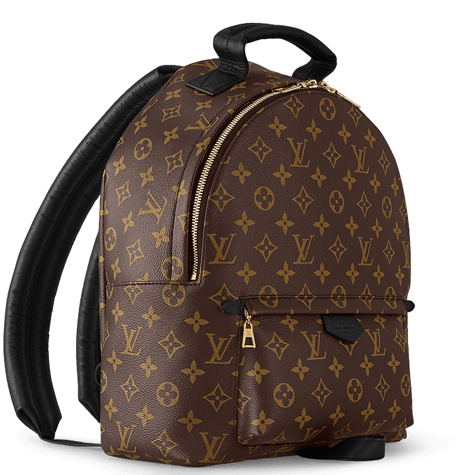 Louis Vuitton Palm Springs MM replica backpack featuring Monogram canvas and soft leather trim.